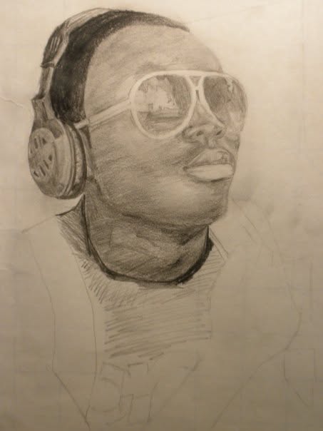 A pencil portrait of a classmate drawn by Jenkin Lee around 2006
