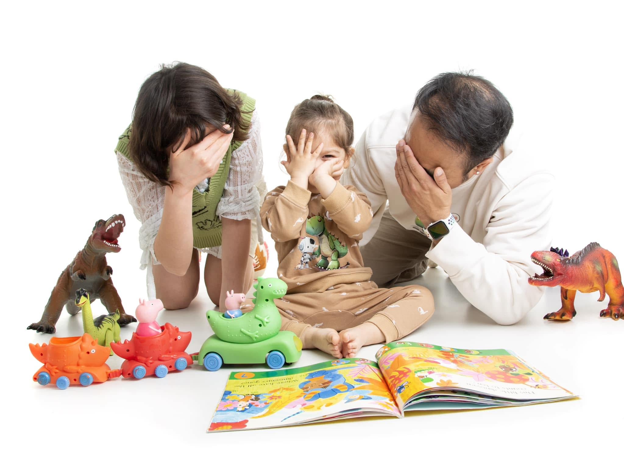 Jenkin Lee sharing a playful family portrait with his partner and child
